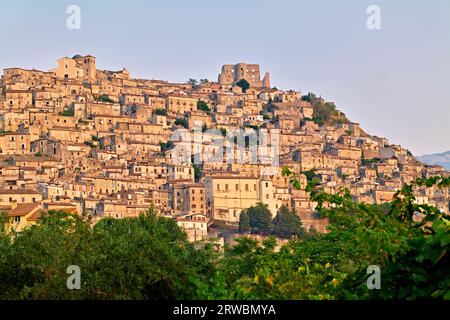 Morano Calabro. Calabria Italy. Panorama of the town at sunrise Stock Photo