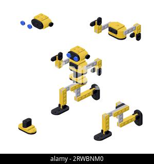 Concept with dancing work in isometric style for print and design.Vector illustration. Stock Vector
