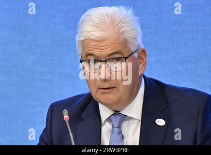 Eupen, Belgium. 18th Sep, 2023. German community parliament chairman Charles Servaty pictured during a plenary session of the parliament of the Deutschsprachige Gemeinschaft Belgiens (German-speaking community of Belgium) in Eupen on Monday 18 September 2023. BELGA PHOTO ERIC LALMAND Credit: Belga News Agency/Alamy Live News Stock Photo