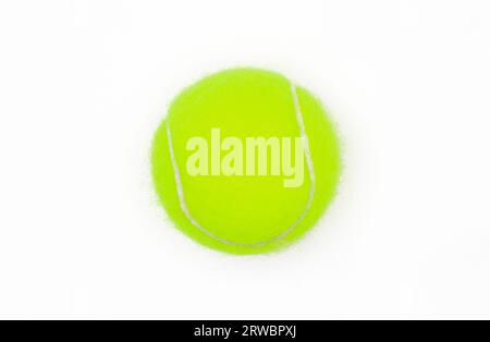 Close-up shot of one tennis ball lying next to each other. White background, no text, fine details. Stock Photo