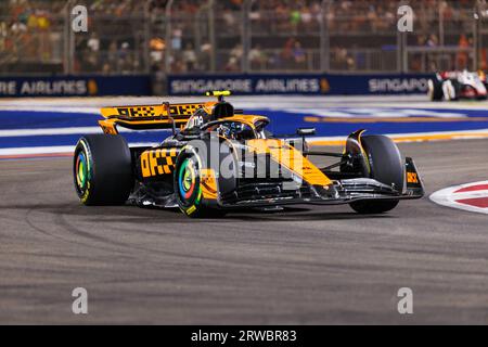 Singapore, Singapore. 17th Sep, 2023. Lando Norris of Great Britain drives the (4) McLaren MCL36 during the F1 Grand Prix of Singapore at the Marina Bay Street circuit. Credit: SOPA Images Limited/Alamy Live News Stock Photo