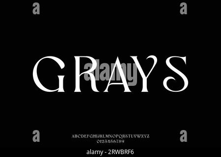 Minimalist elegant natural curved alphabet display font vector. Creative decorative serif typography style illustration Stock Vector
