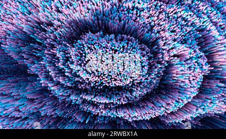 From above 3D full frame abstract backdrop representing pixels of red and green colors arranged in round shape Stock Photo