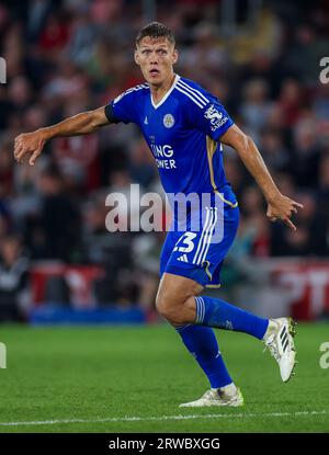 Jannik Vestergaard of Leicester City in action during the Sky Bet ...