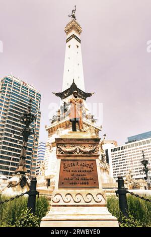 Memorial Oliver P. Morton ' The War Governor' Indiana, Indianapolis, USA Stock Photo