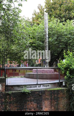 The Beacon of Hope in Sackville Gardens, Canal street, Manchester City, England, UK Stock Photo