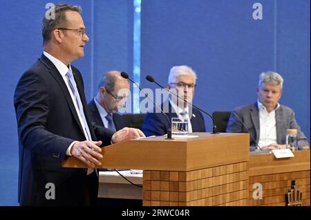 Eupen, Belgium. 18th Sep, 2023. German Community Minister President Oliver Paasch pictured during a plenary session of the parliament of the Deutschsprachige Gemeinschaft Belgiens (German-speaking community of Belgium) in Eupen on Monday 18 September 2023. BELGA PHOTO ERIC LALMAND Credit: Belga News Agency/Alamy Live News Stock Photo