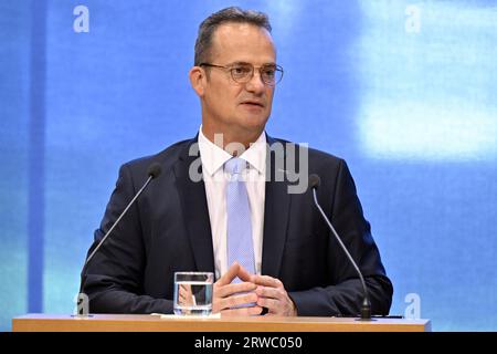 Eupen, Belgium. 18th Sep, 2023. German Community Minister President Oliver Paasch pictured during a plenary session of the parliament of the Deutschsprachige Gemeinschaft Belgiens (German-speaking community of Belgium) in Eupen on Monday 18 September 2023. BELGA PHOTO ERIC LALMAND Credit: Belga News Agency/Alamy Live News Stock Photo