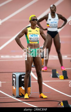 Candice McLeod of Jamaica competing in the 400m women final on day five at the World Athletics Championships at the National Athletics Centre in Budap Stock Photo