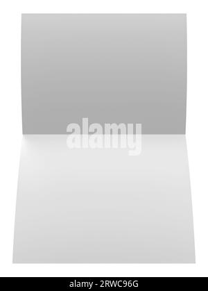 Blank background card with bent in half empty sheet of paper isolated on white Stock Photo