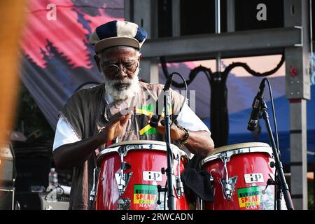 Felton, USA. 17th Sep, 2023. Winston Rodney aka Burning Spear performs during the 2023 Mountain Sol Festival on September 17, 2023 in Felton, California. Photo: Casey Flanigan/imageSPACE/Sipa USA Credit: Sipa USA/Alamy Live News Stock Photo