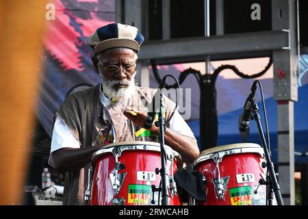 Felton, USA. 17th Sep, 2023. Winston Rodney aka Burning Spear performs during the 2023 Mountain Sol Festival on September 17, 2023 in Felton, California. Photo: Casey Flanigan/imageSPACE/Sipa USA Credit: Sipa USA/Alamy Live News Stock Photo