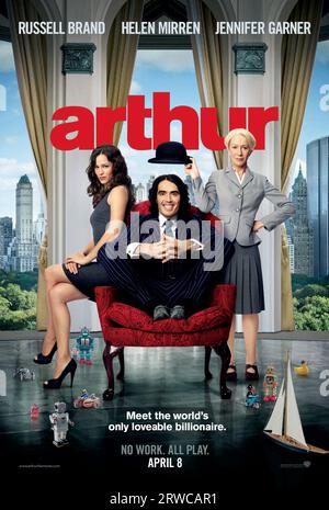 Arthur poster  Jennifer Garner, Russell Brand & Helen Mirren Stock Photo