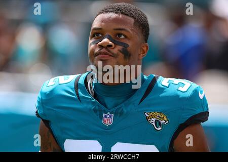 Jacksonville Jaguars cornerback Tyson Campbell during the first half of an  NFL divisional round playoff football game against the Kansas City Chiefs,  Saturday, Jan. 21, 2023 in Kansas City, Mo. (AP Photo/Reed