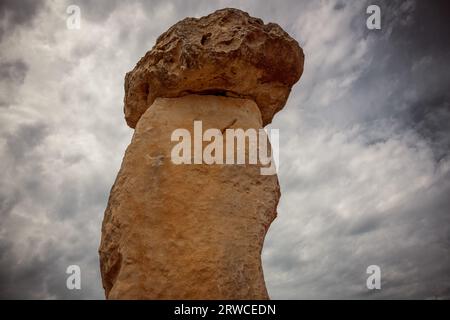 Alaior, Spain. 18th Sep, 2023. Menorca's Talayotic culture, which flourished between the 15th and 2nd century BC, produced a rich heritage of archaeological monuments such as talayots, taulas, and navetas. The unique and exceptional value of these monuments and landscapes have made Talayotic Menorca Spain's 50th inscription in the UNESCO World Heritage List in 2023 under the title 'A cyclopean island odyssey'. The Torre d'en Galmes settlement, the largest in Menorca, forms part of this heritage. Credit: Matthias Oesterle/Alamy Live News Stock Photo