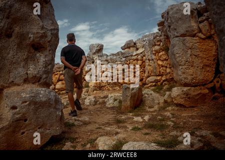 Alaior, Spain. 18th Sep, 2023. Menorca's Talayotic culture, which flourished between the 15th and 2nd century BC, produced a rich heritage of archaeological monuments such as talayots, taulas, and navetas. The unique and exceptional value of these monuments and landscapes have made Talayotic Menorca Spain's 50th inscription in the UNESCO World Heritage List in 2023 under the title 'A cyclopean island odyssey'. The Torre d'en Galmes settlement, the largest in Menorca, forms part of this heritage. Credit: Matthias Oesterle/Alamy Live News Stock Photo