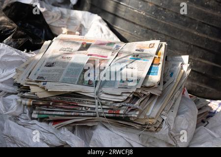 Jalandhar, PunjabIndia - March 03 2020: selective focused view of an Indian newspaper. High quality photo Stock Photo