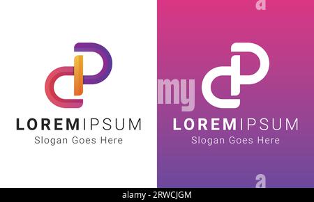 Modern Initial Letter DP or PD Monogram Text Letter Logo Design Stock Vector