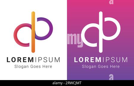 Modern Initial Letter DP or PD Monogram Text Letter Logo Design Stock Vector