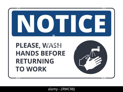 Wash Your Hands Working Sign Stock Vector