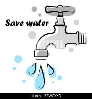 Water tap on white background Stock Vector
