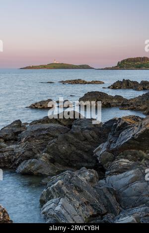 Little Ross lighthouse on the Solway coast. Stock Photo