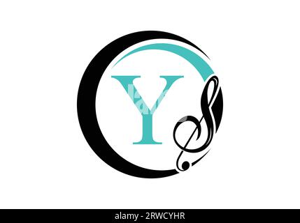 Initial Letter Y with a musical note Logo. Musical sign symbol. Font emblem. Modern vector logo design template Stock Vector
