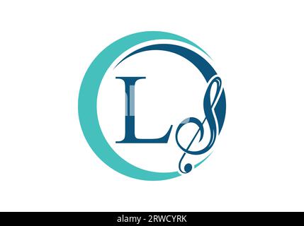Initial Letter L with a musical note Logo. Musical sign symbol. Font emblem. Modern vector logo design template Stock Vector