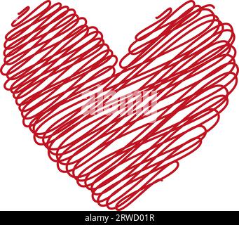 Heart drawn painted, brush hand different heart shapes, scribble doodle Stock Vector