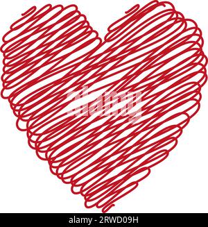 Heart drawn painted, brush hand different, heart shapes, scribble doodle Stock Vector