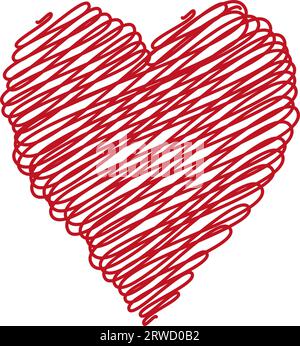 Heart drawn, painted, brush hand different heart shapes scribble doodle Stock Vector