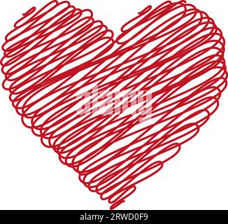 Heart drawn painted, brush hand different, heart shapes scribble doodle Stock Vector