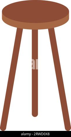 Three legged bar stool icon, wooden stool, stock illustration Stock Vector