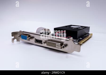 Video card for computer isolated on white. Stock Photo
