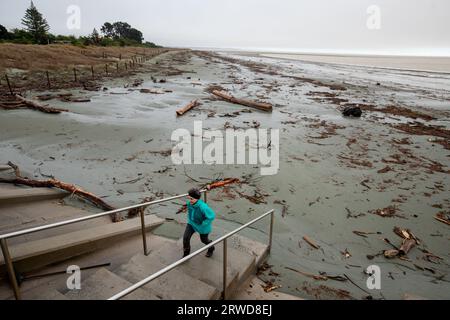 Picture by Tim Cuff - 20 August 2022 - Floods in Nelson - pictures showing some of the impacts of the flood: Stock Photo