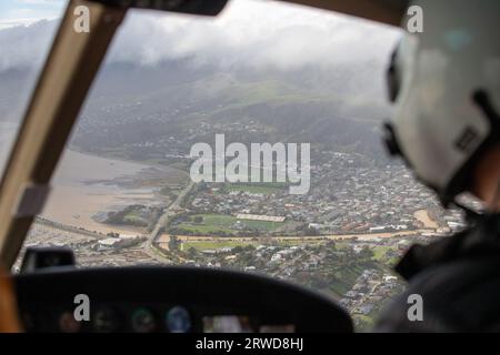 Picture by Tim Cuff - 20 August 2022 - Floods in Nelson - Aerial pictures showing some of the impacts of the flood: Stock Photo