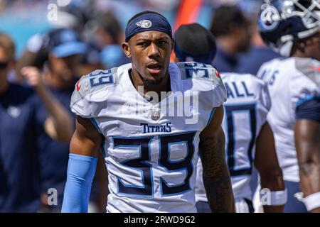 Tennessee Titans safety Matthew Jackson (39) and cornerback Anthony Kendall  celebrate after downing a punt near the goal line in the second half of an  NFL preseason football game against the New