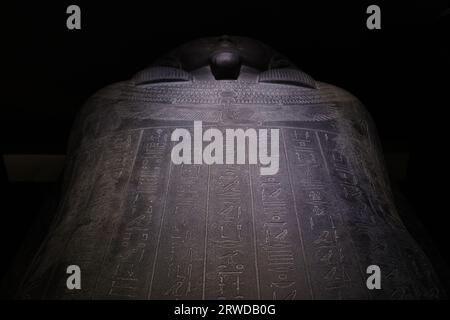 Istanbul, Turkey - September 16 2023: Marble Anthropoid Sarcophaguses in Istanbul Archaeological Museums. Dates from 480 -450 BCE found in Sidon Stock Photo