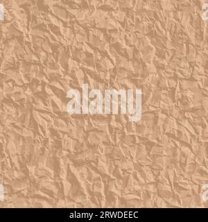 Seamless vector old crumpled paper texture, pirate map background. Vector illustration Stock Vector