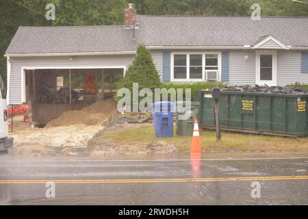 Leominster, MA, USA. 18th Sep, 2023. Raining again and one week after devastating floods and during clean up and home damage repairs the threat of flooding again threatens the Central Massachusetts city. (Credit Image: © Kenneth Martin/ZUMA Press Wire) EDITORIAL USAGE ONLY! Not for Commercial USAGE! Credit: ZUMA Press, Inc./Alamy Live News Stock Photo