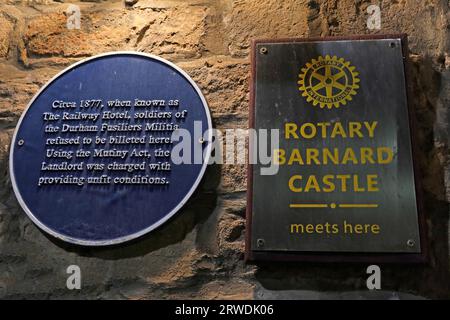 Rotary at The Old Well Inn, 21 The Bank, Barnard Castle, Teesdale, County Durham, England, UK, DL12 8PH Stock Photo