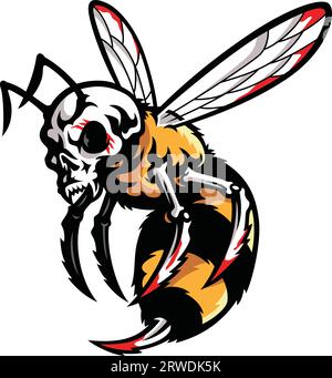 Bloody Killer Bee with an Aggressive Skull Stock Vector