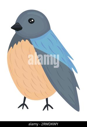 Bird titmouse vector colorful illustration in blue, grey and yellow shades Stock Vector