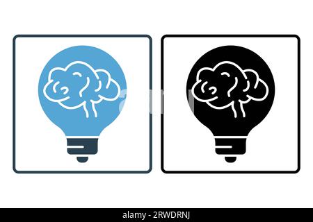 Idea think icon. Icon related to critical thinking. suitable for web site design, app, UI, user interfaces, printable etc. Solid icon style. Simple ve Stock Photo