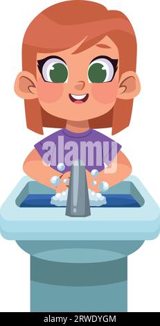 kid washing hands hygiene routine Stock Vector Image & Art - Alamy