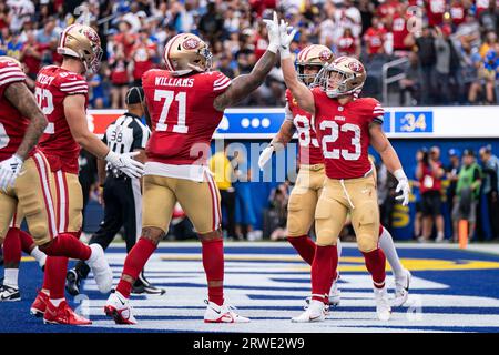 San Francisco 49ers Trent Williams (71) is taken off the field during an  NFL football game against the Seattle Seahawks, Sunday, October 3, 2021, in  Santa Clara, Calif. (AP Photo/Scot Tucker Stock