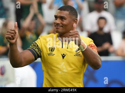 Bordeaux, France. 17th Sep, 2023. Damian WILLEMSE of South Africa during the World 2023, Pool B rugby union match between South Africa and Romania on September 17, 2023 at Matmut Atlantique in Bordeaux, France. Photo by Laurent Lairys/ABACAPRESS.COM Credit: Abaca Press/Alamy Live News Stock Photo