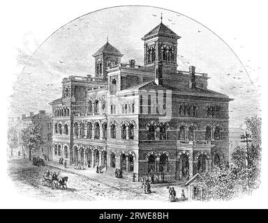 U.S. Court House and Post Office. Atlanta, Georgia, USA. llustration originally published in Harpers Monthly December 1879. The image is in public Stock Photo