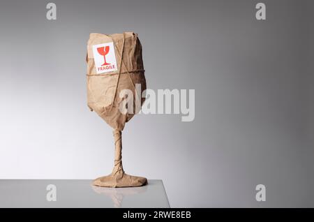 A Package with Fragile warning sticker Stock Photo