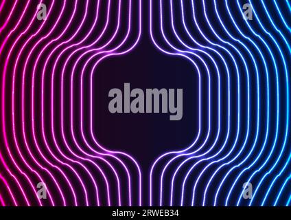 Bright neon glowing retro refracted lines abstract background. Vector design Stock Vector